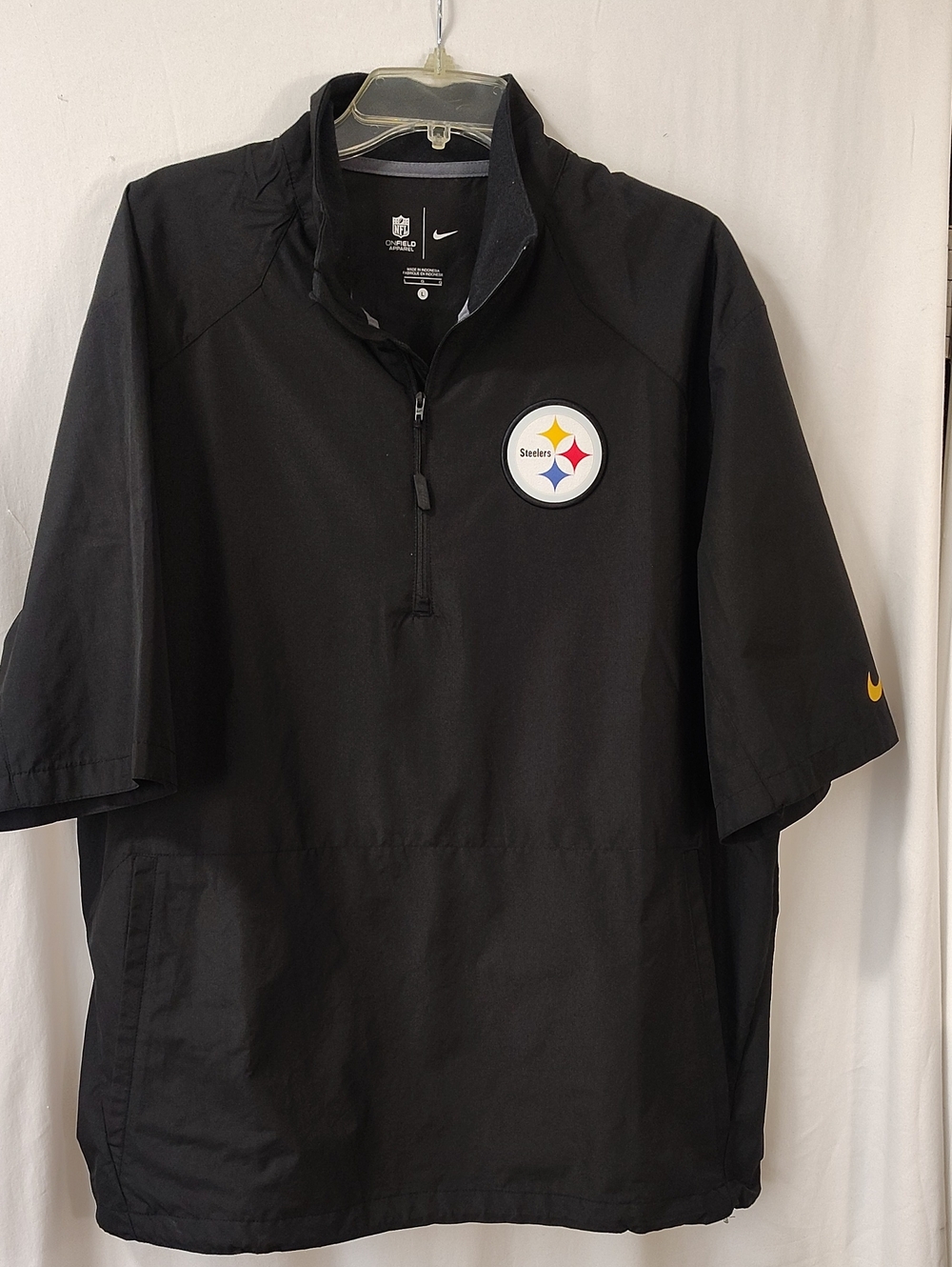 Nike Men’s Black Pittsburgh Steelers Half-Zip Pullover with Gold Swoosh